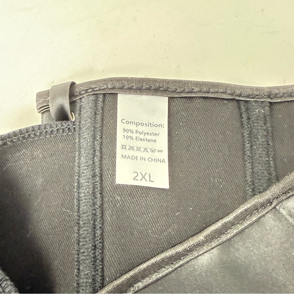 Bustier Corset Plus Size Black Blue Flower Embroidered Lace Up Back Satin Sz XXL - Picture 5 of 6